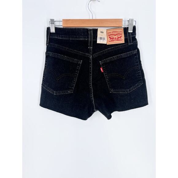 NWT Levi’s Frayed Hem High Rise Shorts in Lunar Black Size 27 - Picture 3 of 4